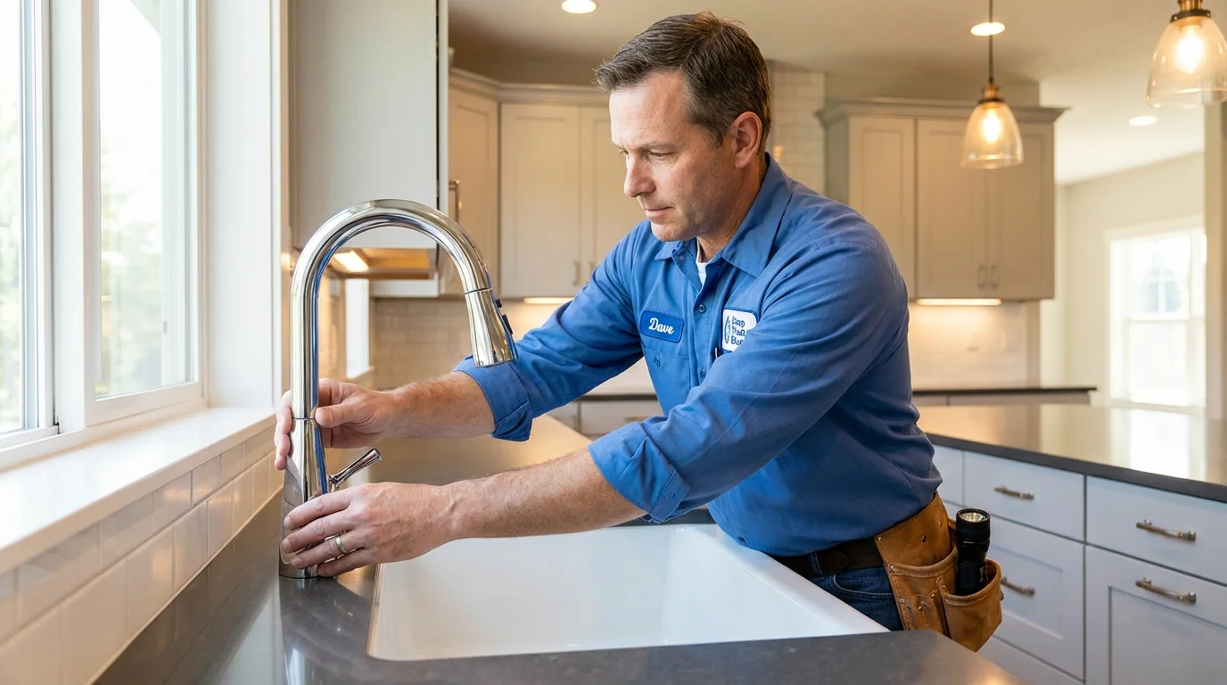 Kitchen faucet installation by Johns Plumbing LLC in Menominee