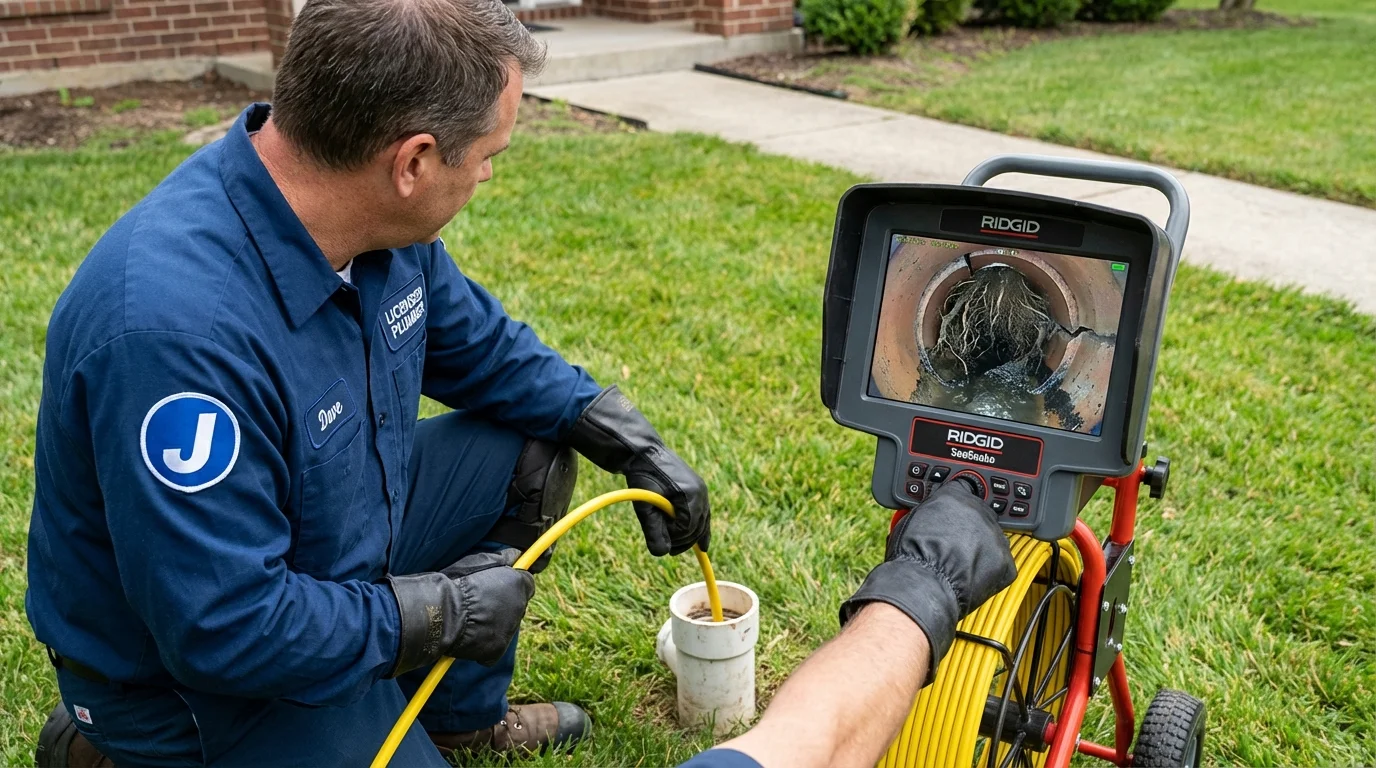 Sewer camera inspection being performed by Johns Plumbing LLC in Menominee